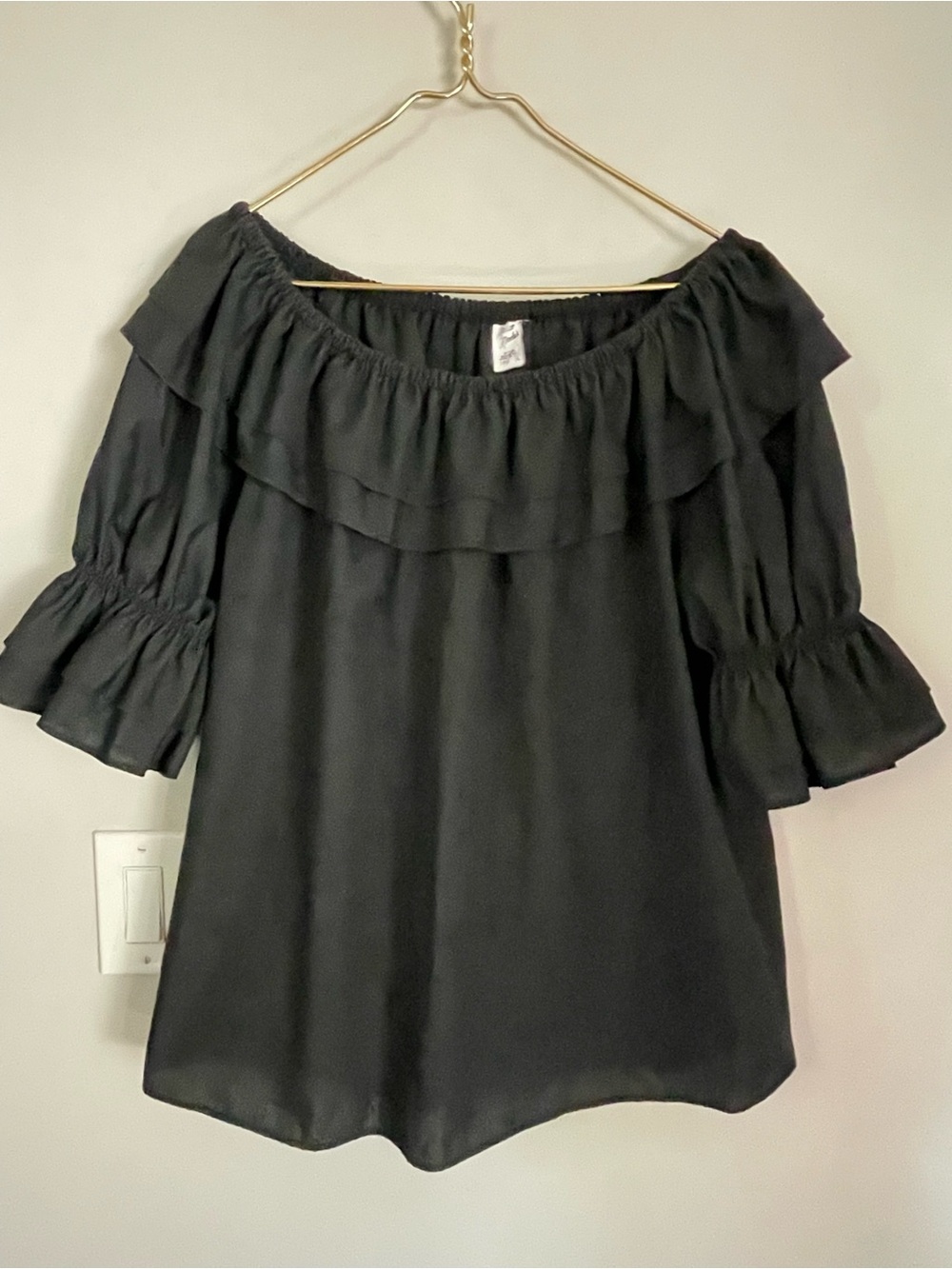 Vtg Malco Modes Off Shoulder Ruffle Blouse Peasant Renaissance Fair 70s sz XL